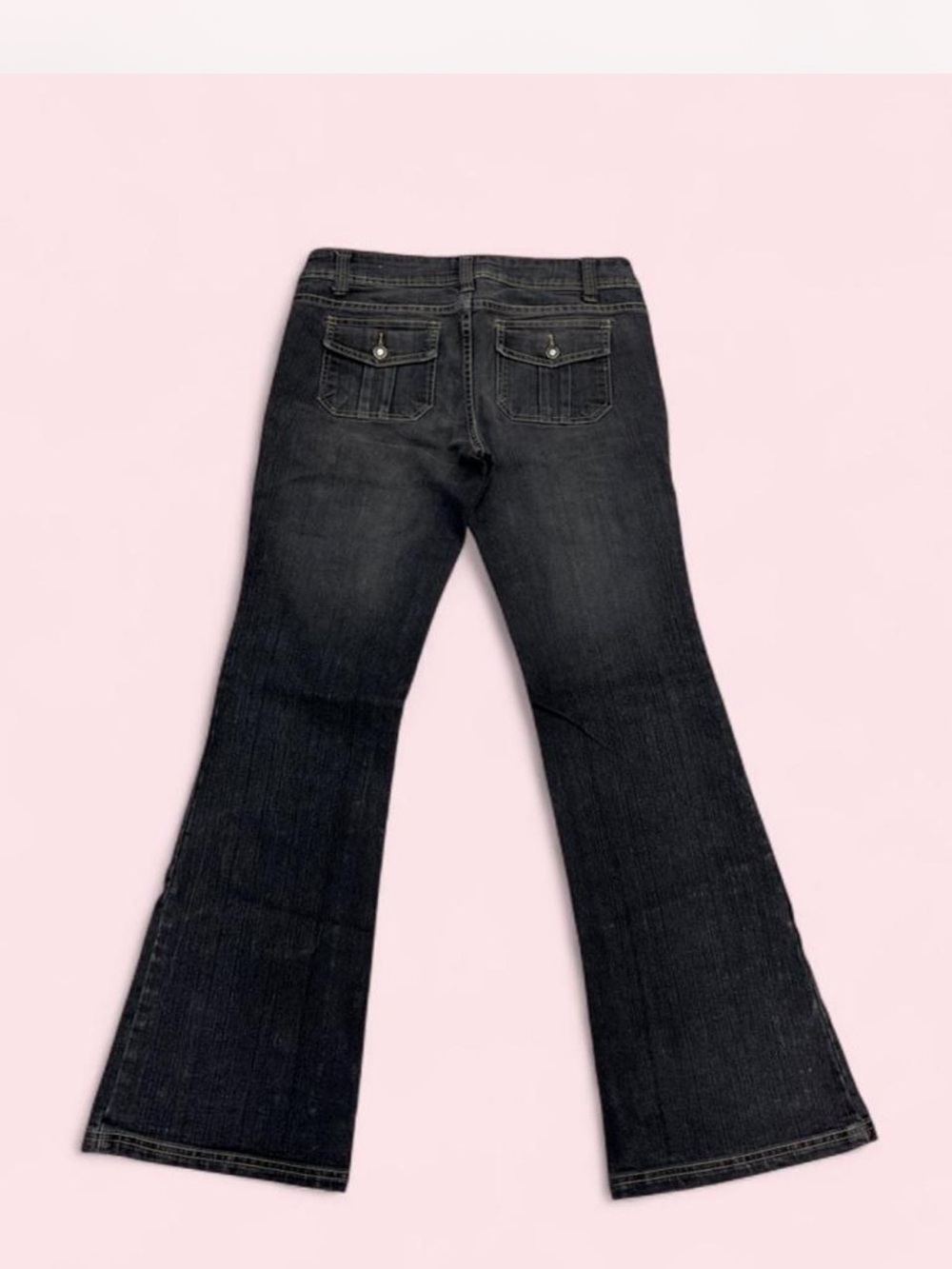 BONGO Y2K Women's Low Rise Charcoal Flare Jeans with Cargo Pockets - Picture 5 of 8